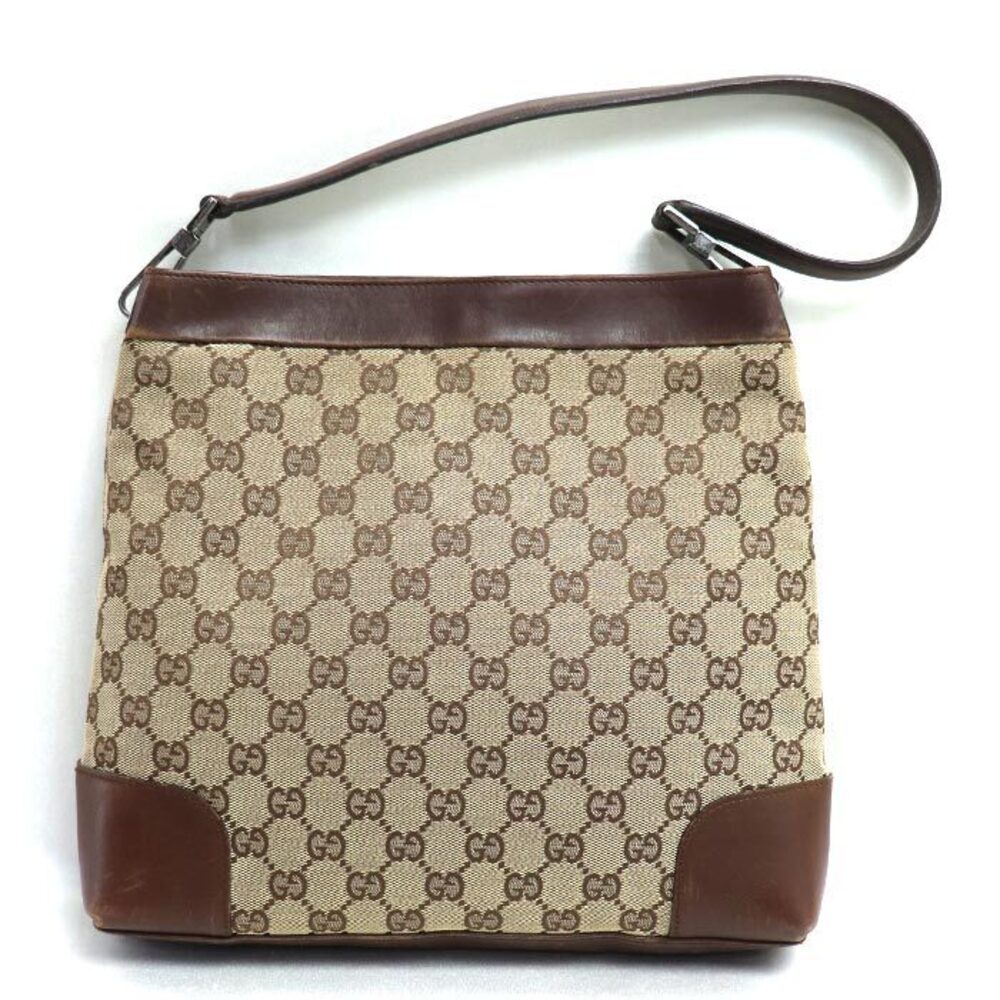 GUCCI GG Canvas One Shoulder Hobo Bag Brown